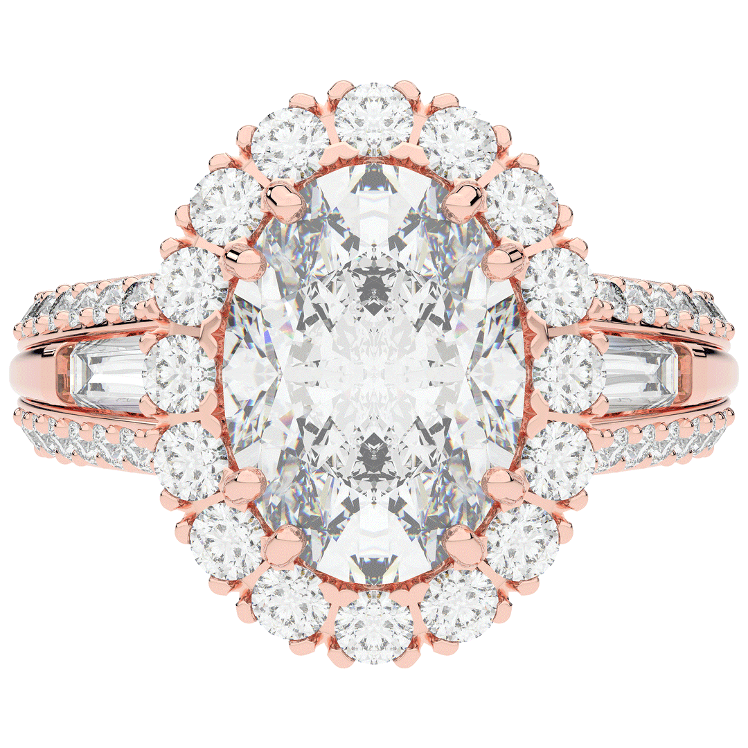 5.75CT.TW OVAL LAB DIAMOND HALO ENGAGEMENT RING - Nazarelle
