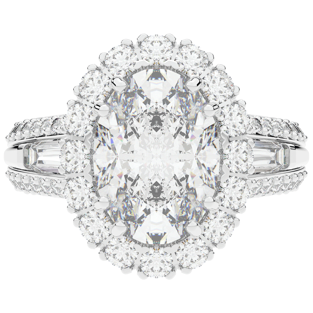5.75CT.TW OVAL LAB DIAMOND HALO ENGAGEMENT RING - Nazarelle