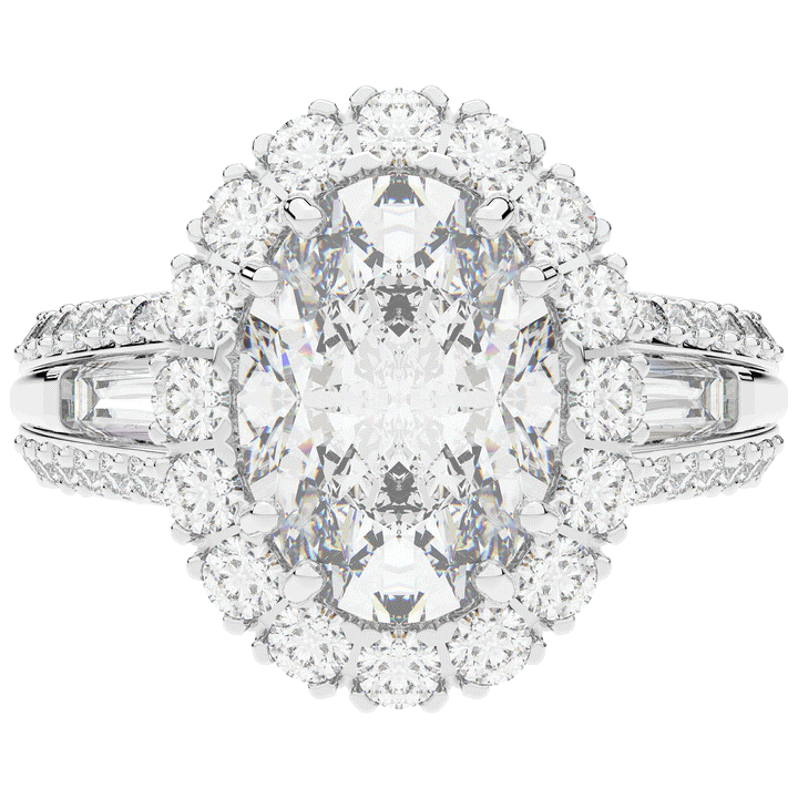 5.75CT.TW OVAL LAB DIAMOND HALO ENGAGEMENT RING - Nazarelle