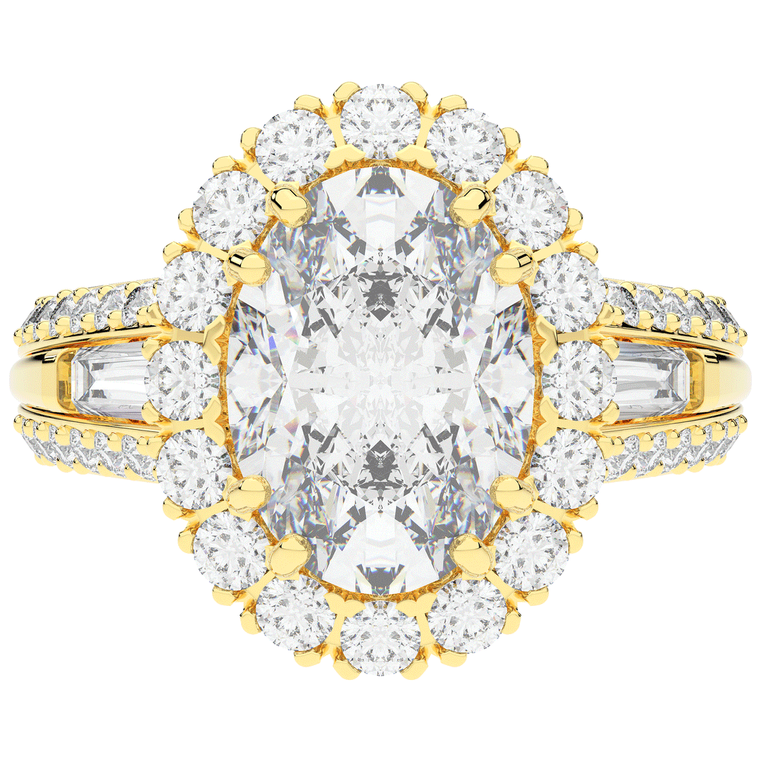 5.75CT.TW OVAL LAB DIAMOND HALO ENGAGEMENT RING - Nazarelle
