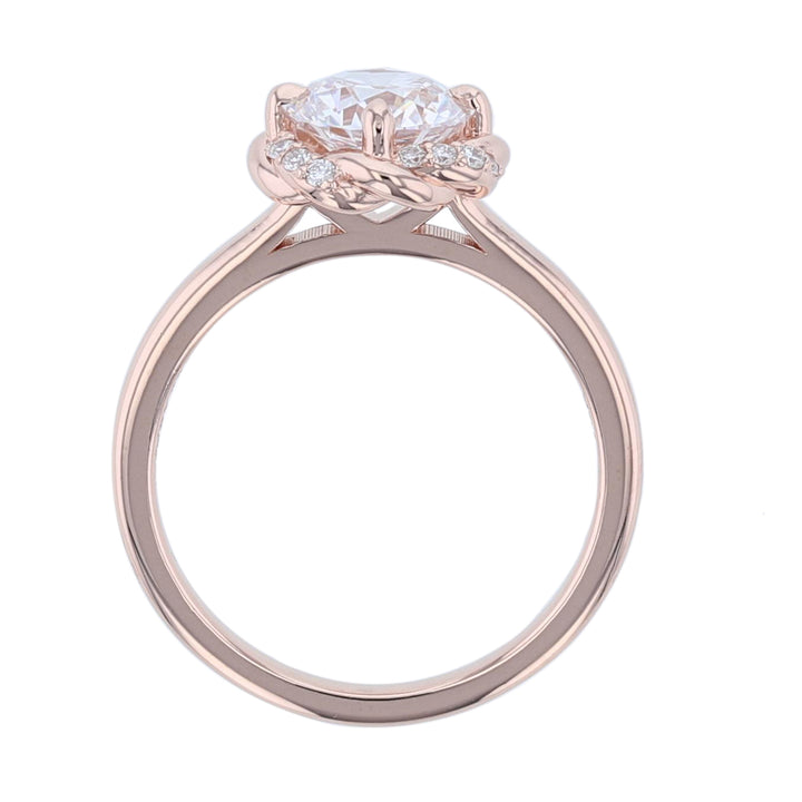 14K Rose Gold Flower Motif Diamond Ring