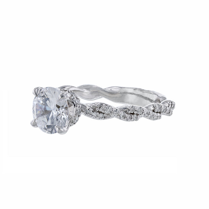 14K White Gold Braided Diamond Accented Ring