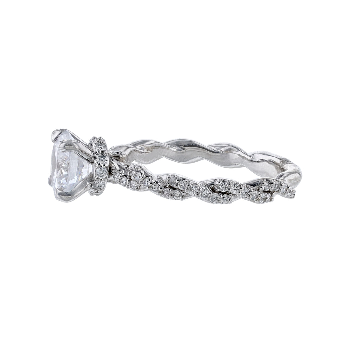 14K White Gold Braided Diamond Accented Ring