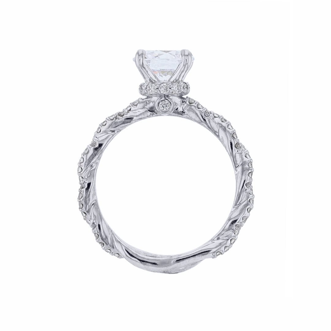 14K White Gold Braided Diamond Accented Ring