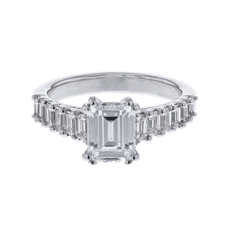 Emerald Cut Accented Diamond Ring