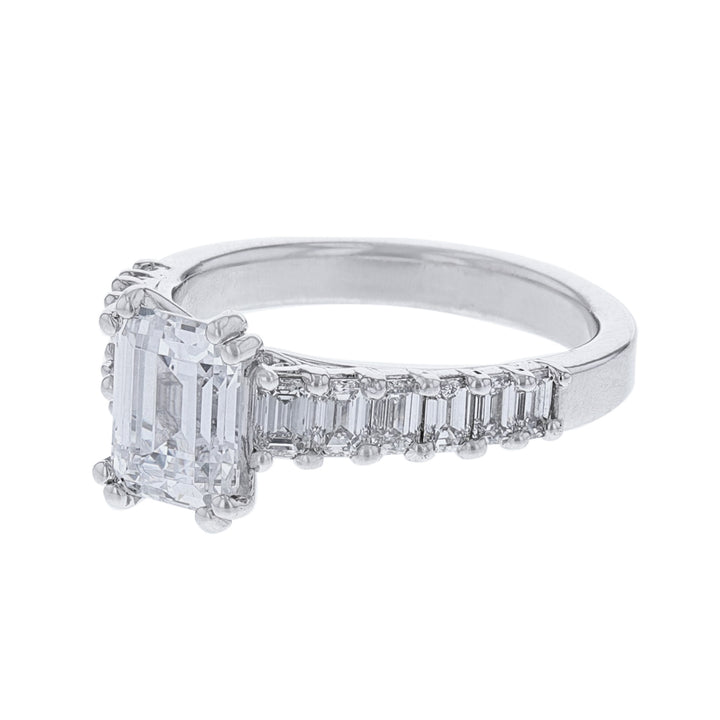 Emerald Cut Accented Diamond Ring