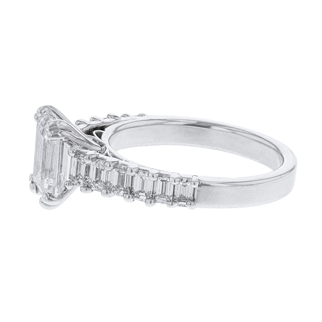 Emerald Cut Accented Diamond Ring