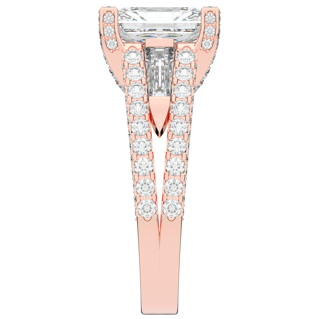 4.60CT.TW RADIANT LAB DIAMOND SPLIT SHANK ENGAGEMENT RING - Nazarelle
