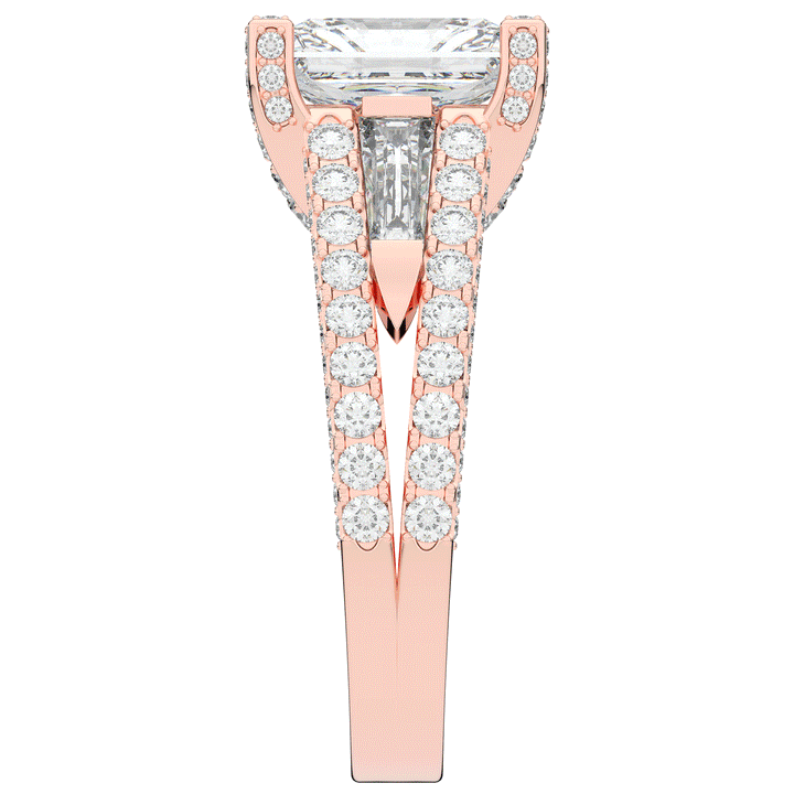 4.60CT.TW RADIANT LAB DIAMOND SPLIT SHANK ENGAGEMENT RING - Nazarelle