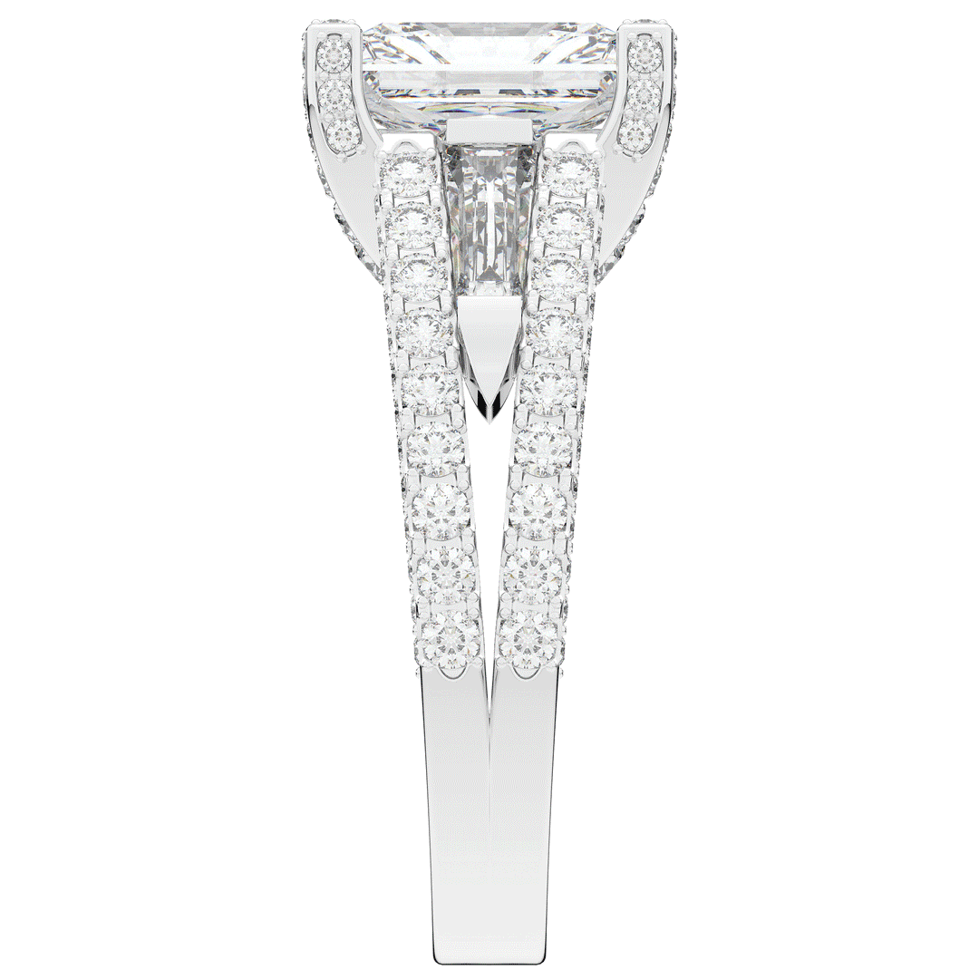4.60CT.TW RADIANT LAB DIAMOND SPLIT SHANK ENGAGEMENT RING - Nazarelle