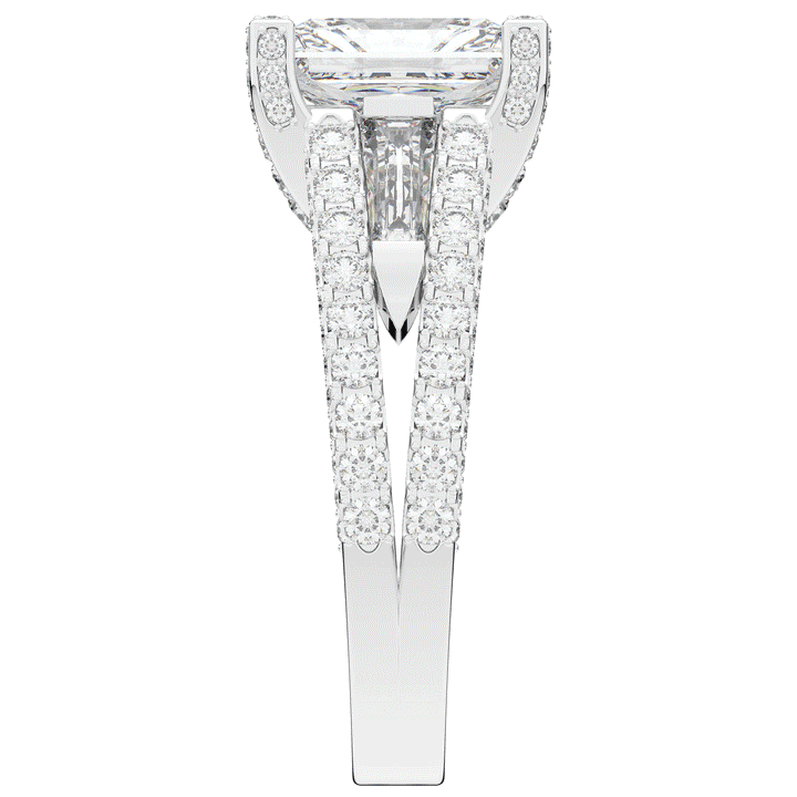 4.60CT.TW RADIANT LAB DIAMOND SPLIT SHANK ENGAGEMENT RING - Nazarelle
