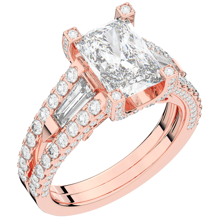 4.60CT.TW RADIANT LAB DIAMOND SPLIT SHANK ENGAGEMENT RING - Nazarelle
