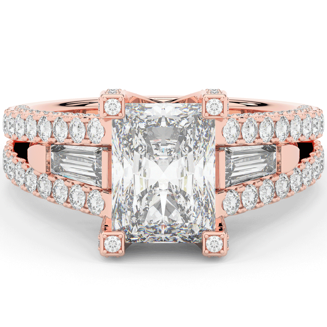 4.60CT.TW RADIANT LAB DIAMOND SPLIT SHANK ENGAGEMENT RING - Nazarelle