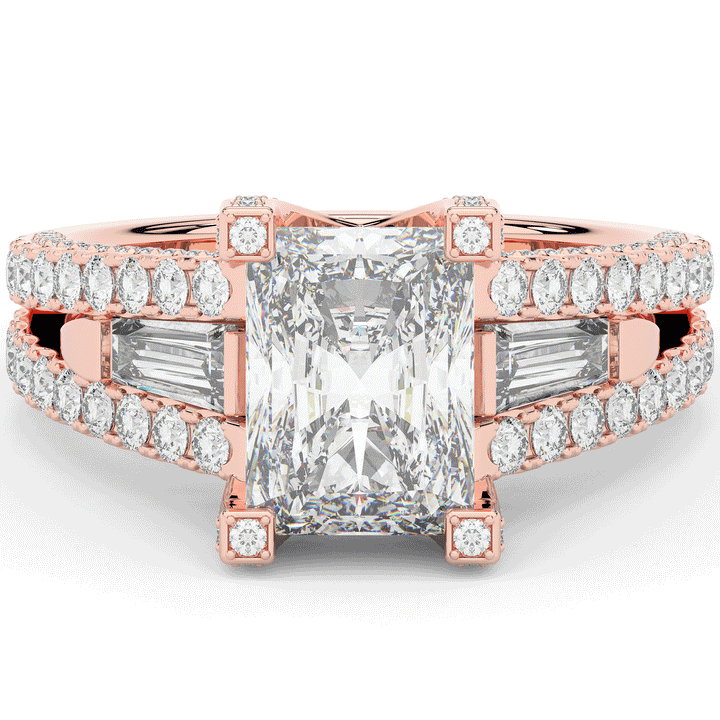 4.60CT.TW RADIANT LAB DIAMOND SPLIT SHANK ENGAGEMENT RING - Nazarelle