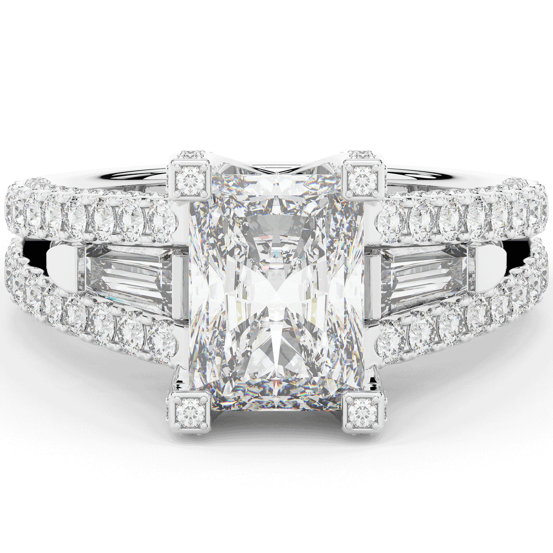 4.60CT.TW RADIANT LAB DIAMOND SPLIT SHANK ENGAGEMENT RING - Nazarelle
