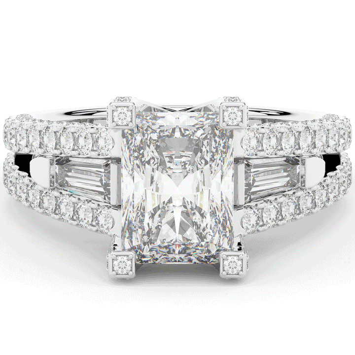 4.60CT.TW RADIANT LAB DIAMOND SPLIT SHANK ENGAGEMENT RING - Nazarelle
