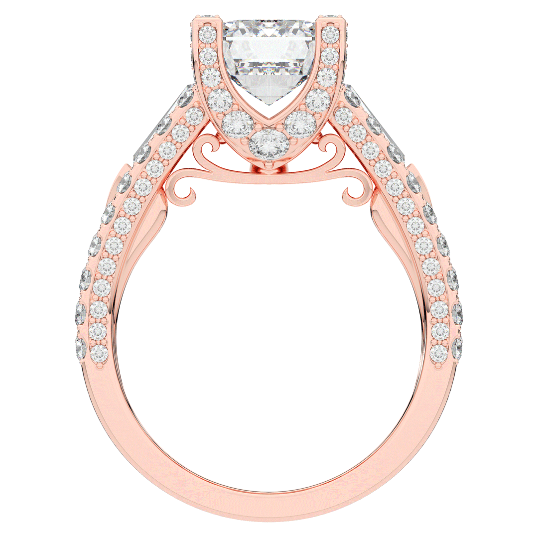 4.60CT.TW EMERALD CUT LAB DIAMOND SPLIT SHANK ENGAGEMENT RING - Nazarelle