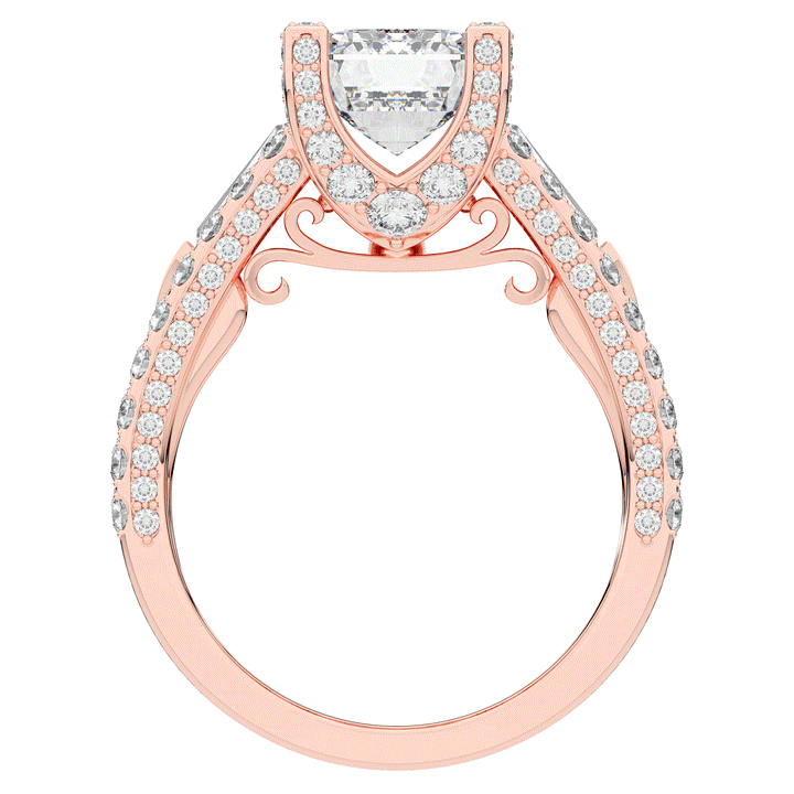 4.60CT.TW EMERALD CUT LAB DIAMOND SPLIT SHANK ENGAGEMENT RING - Nazarelle