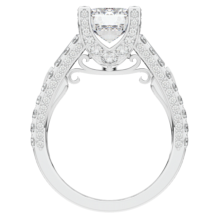 4.60CT.TW EMERALD CUT LAB DIAMOND SPLIT SHANK ENGAGEMENT RING - Nazarelle