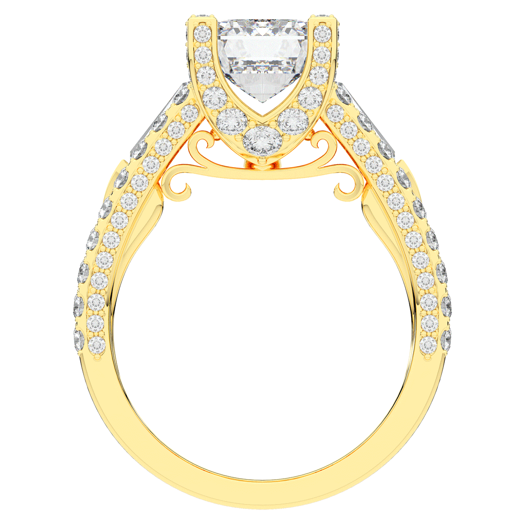 4.60CT.TW EMERALD CUT LAB DIAMOND SPLIT SHANK ENGAGEMENT RING - Nazarelle