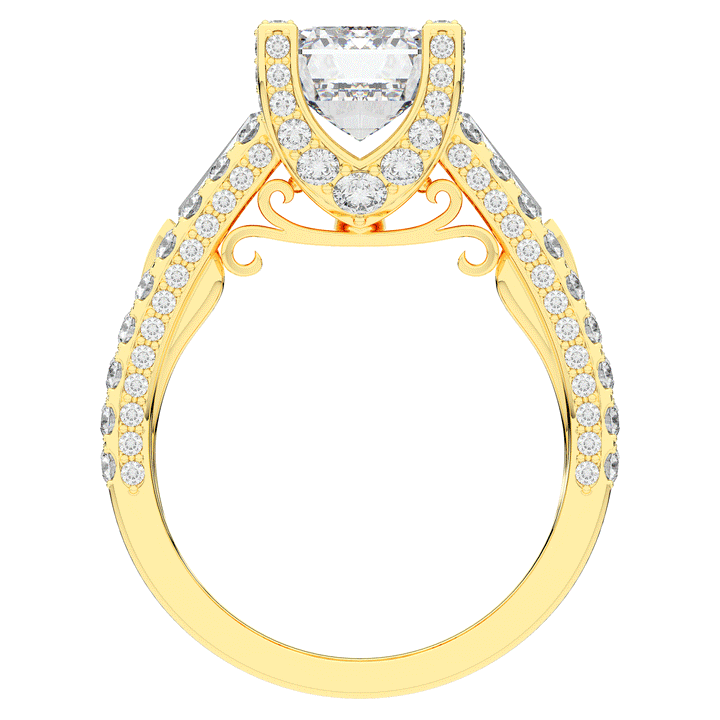 4.60CT.TW EMERALD CUT LAB DIAMOND SPLIT SHANK ENGAGEMENT RING - Nazarelle