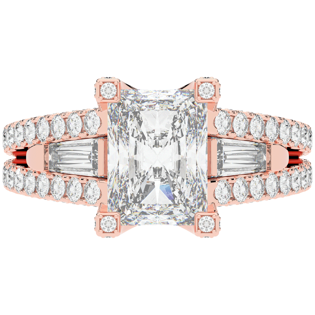 4.60CT.TW RADIANT LAB DIAMOND SPLIT SHANK ENGAGEMENT RING - Nazarelle