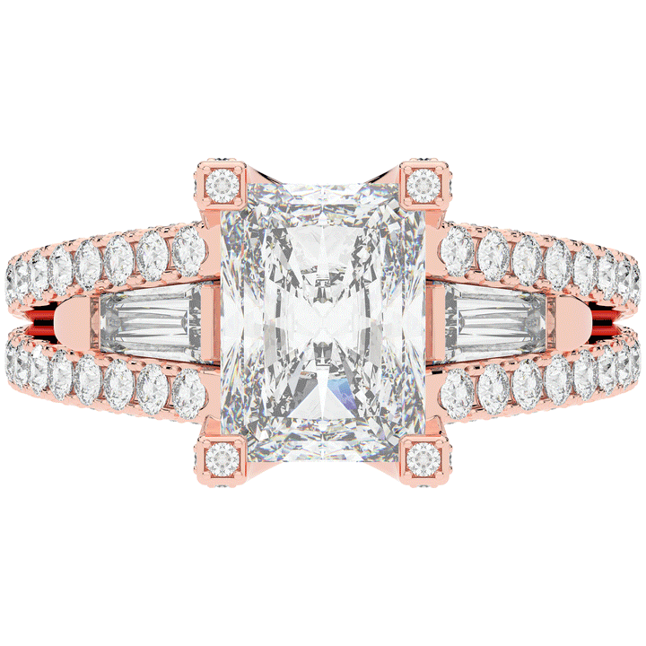 4.60CT.TW RADIANT LAB DIAMOND SPLIT SHANK ENGAGEMENT RING - Nazarelle