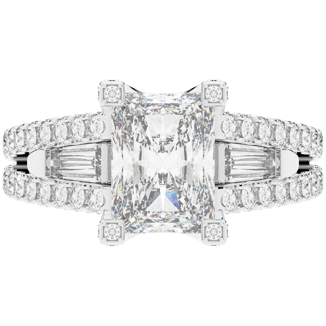 4.60CT.TW RADIANT LAB DIAMOND SPLIT SHANK ENGAGEMENT RING - Nazarelle