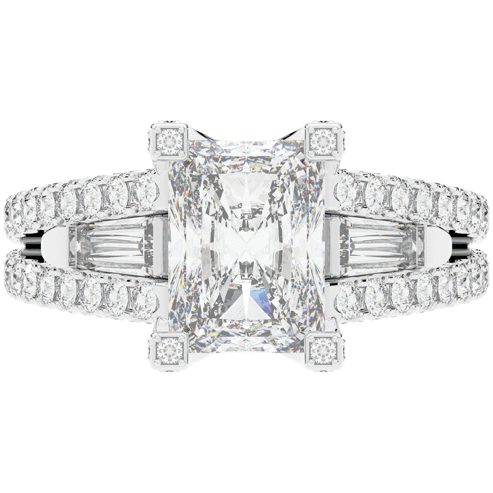 4.60CT.TW RADIANT LAB DIAMOND SPLIT SHANK ENGAGEMENT RING - Nazarelle