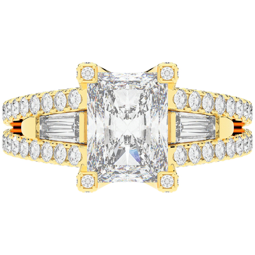 4.60CT.TW RADIANT LAB DIAMOND SPLIT SHANK ENGAGEMENT RING - Nazarelle