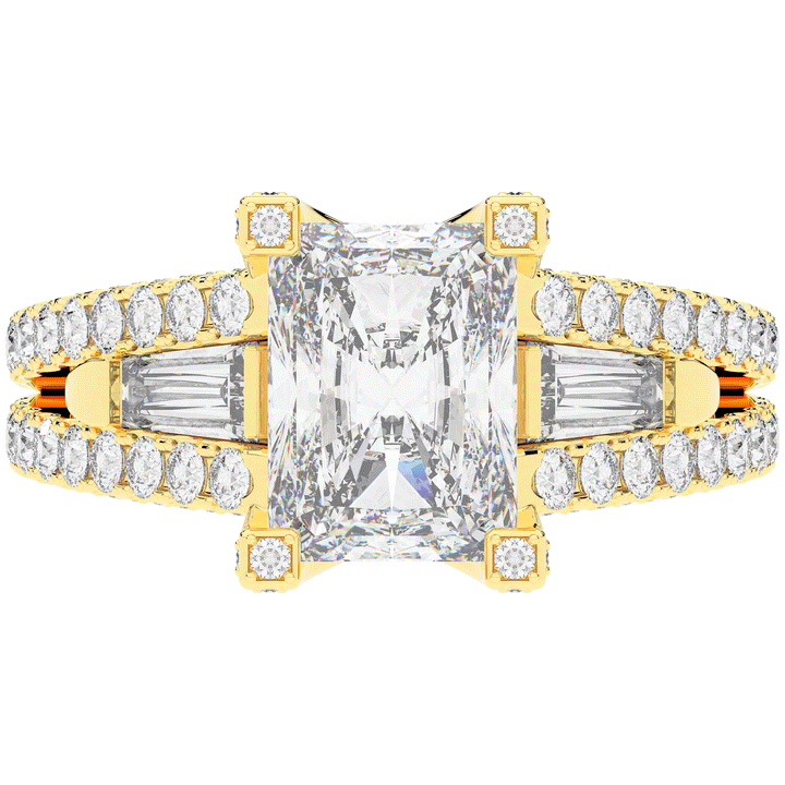4.60CT.TW RADIANT LAB DIAMOND SPLIT SHANK ENGAGEMENT RING - Nazarelle