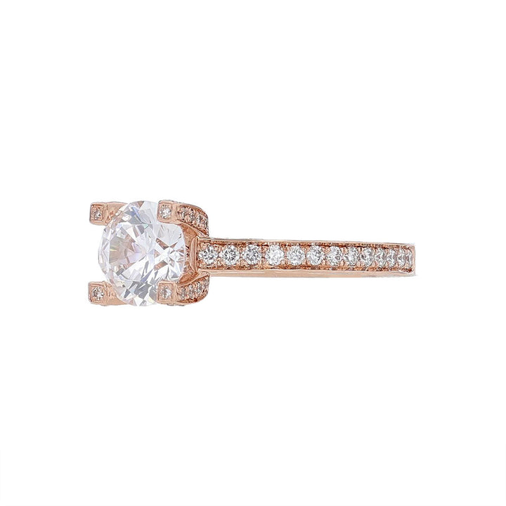 14K Rose Gold Round Diamond Engagement Ring
