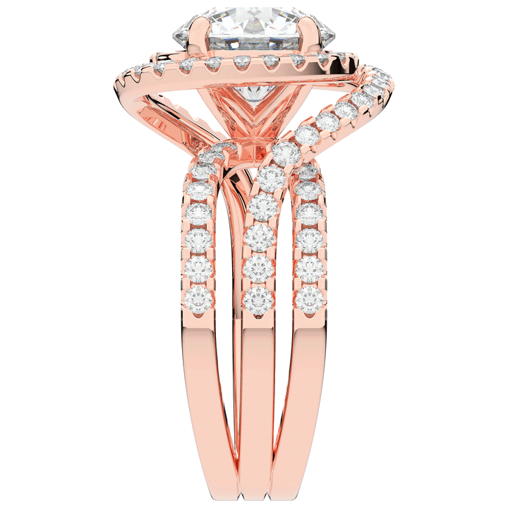 3.90CT.TW ROUND LAB DIAMOND TWIST HALO ENGAGEMENT RING - Nazarelle