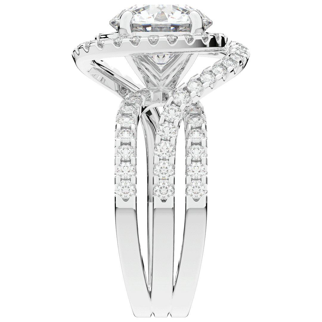 3.90CT.TW ROUND LAB DIAMOND TWIST HALO ENGAGEMENT RING - Nazarelle