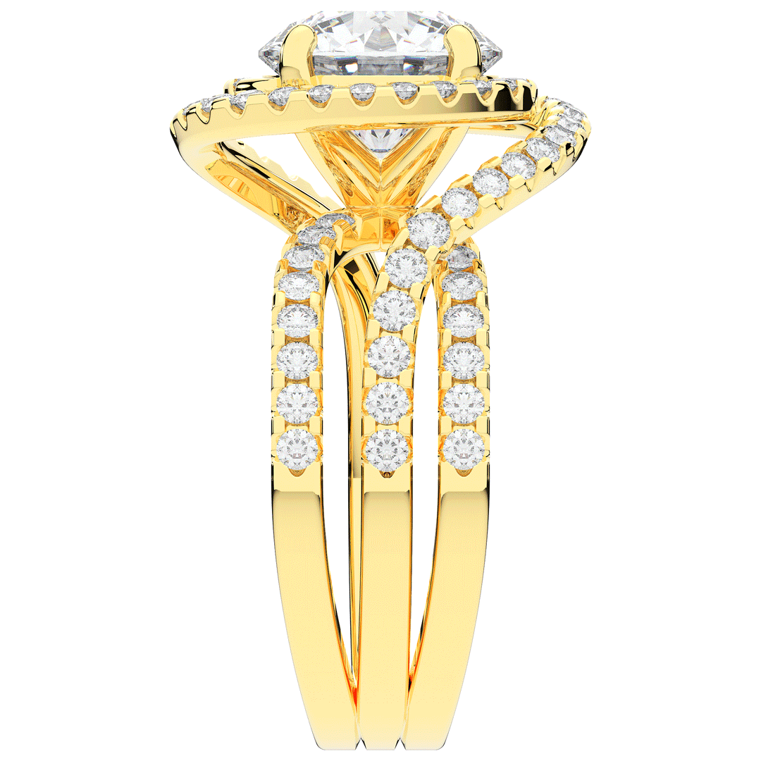3.90CT.TW ROUND LAB DIAMOND TWIST HALO ENGAGEMENT RING - Nazarelle