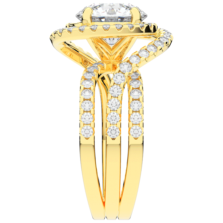 3.90CT.TW ROUND LAB DIAMOND TWIST HALO ENGAGEMENT RING - Nazarelle