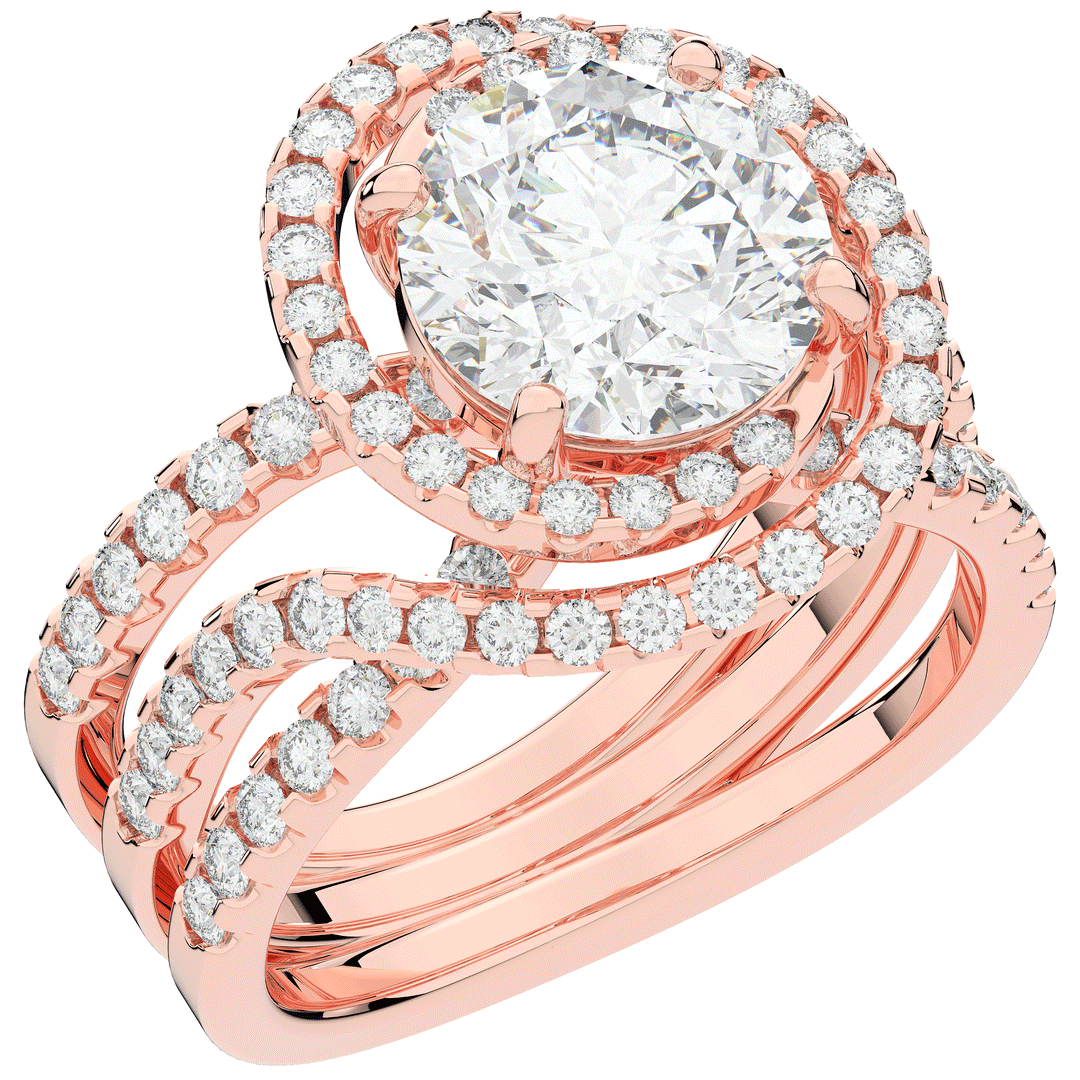 3.90CT.TW ROUND LAB DIAMOND TWIST HALO ENGAGEMENT RING - Nazarelle