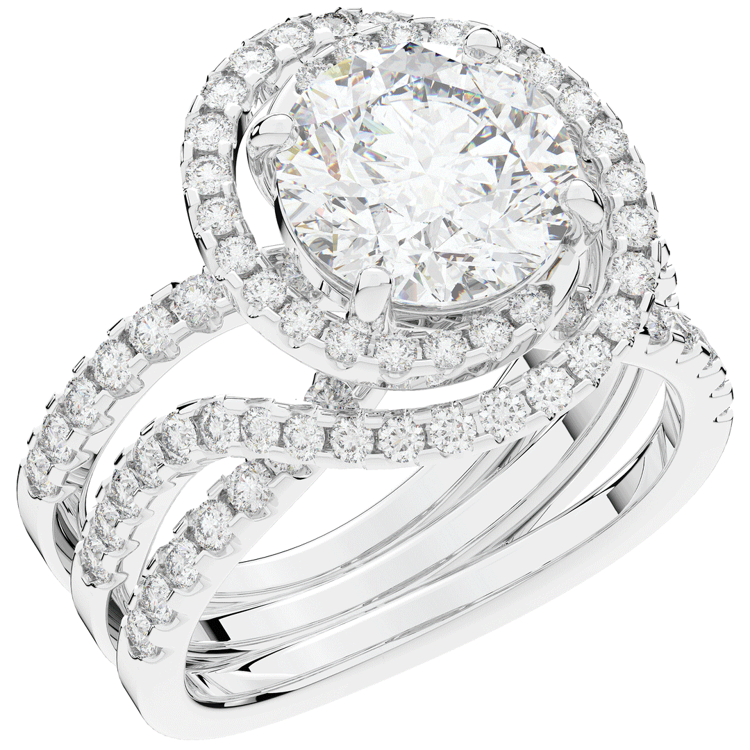 3.90CT.TW ROUND LAB DIAMOND TWIST HALO ENGAGEMENT RING - Nazarelle