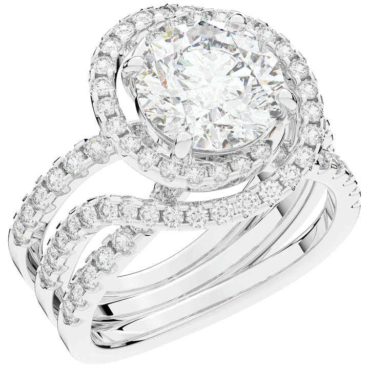 3.90CT.TW ROUND LAB DIAMOND TWIST HALO ENGAGEMENT RING - Nazarelle
