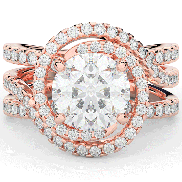 3.90CT.TW ROUND LAB DIAMOND TWIST HALO ENGAGEMENT RING - Nazarelle