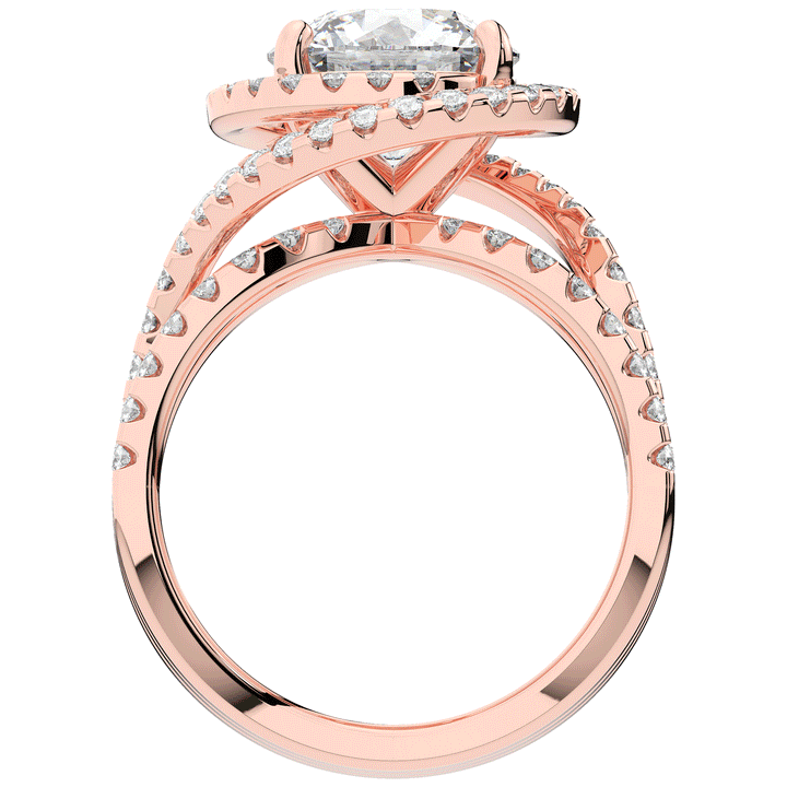 3.90CT.TW ROUND LAB DIAMOND TWIST HALO ENGAGEMENT RING - Nazarelle