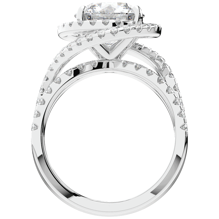 3.90CT.TW ROUND LAB DIAMOND TWIST HALO ENGAGEMENT RING - Nazarelle
