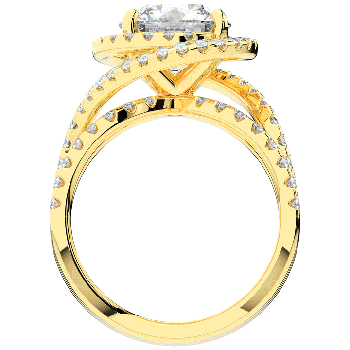 3.90CT.TW ROUND LAB DIAMOND TWIST HALO ENGAGEMENT RING - Nazarelle