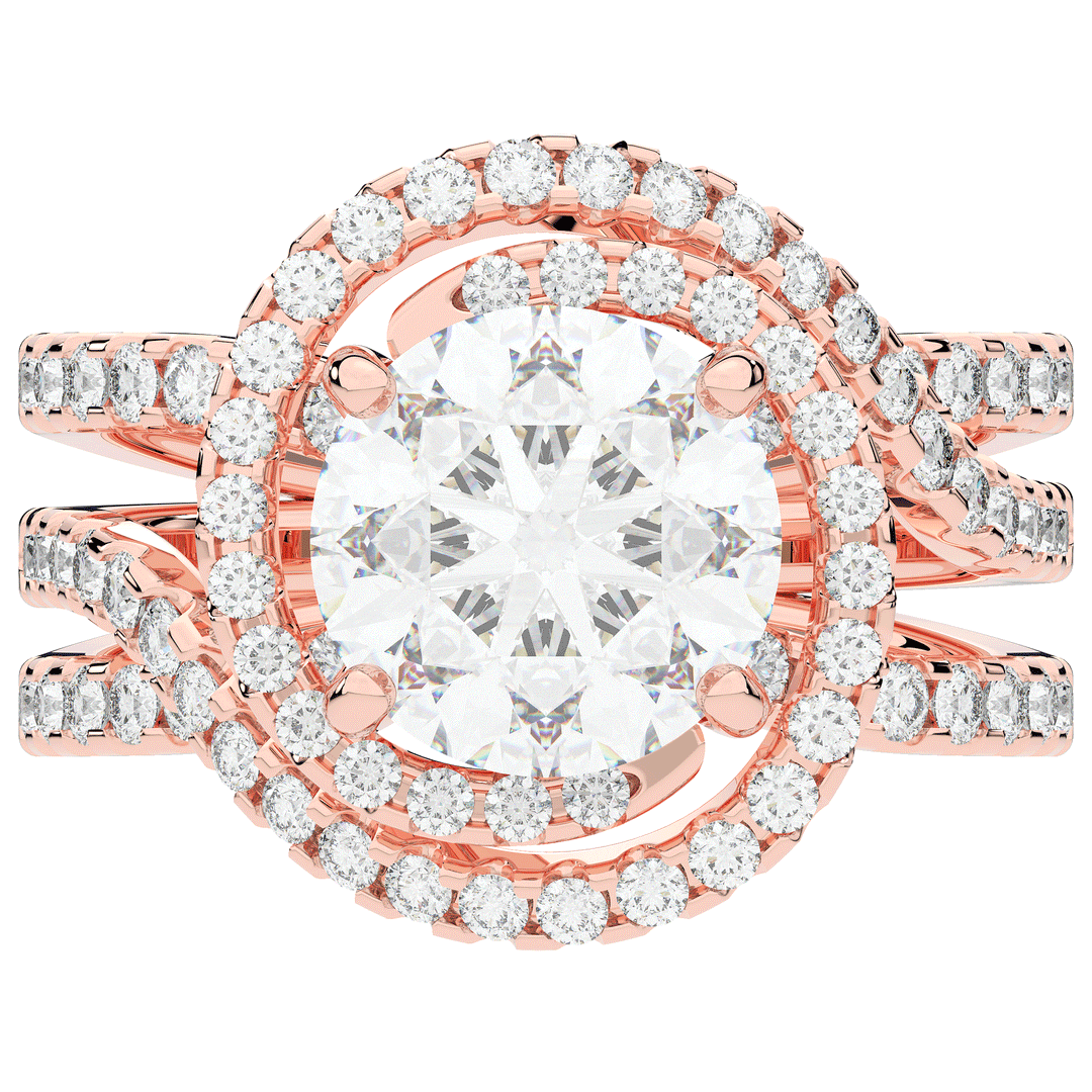 3.90CT.TW ROUND LAB DIAMOND TWIST HALO ENGAGEMENT RING - Nazarelle
