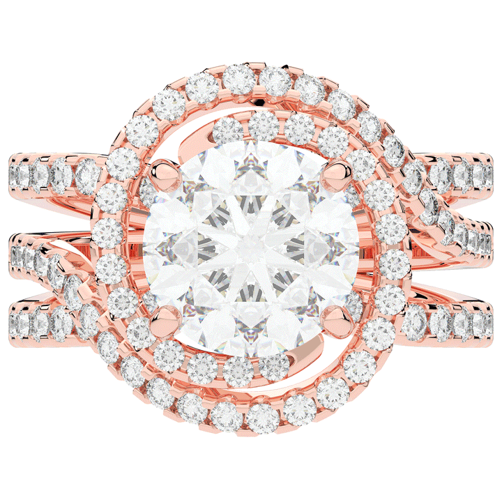 3.90CT.TW ROUND LAB DIAMOND TWIST HALO ENGAGEMENT RING - Nazarelle