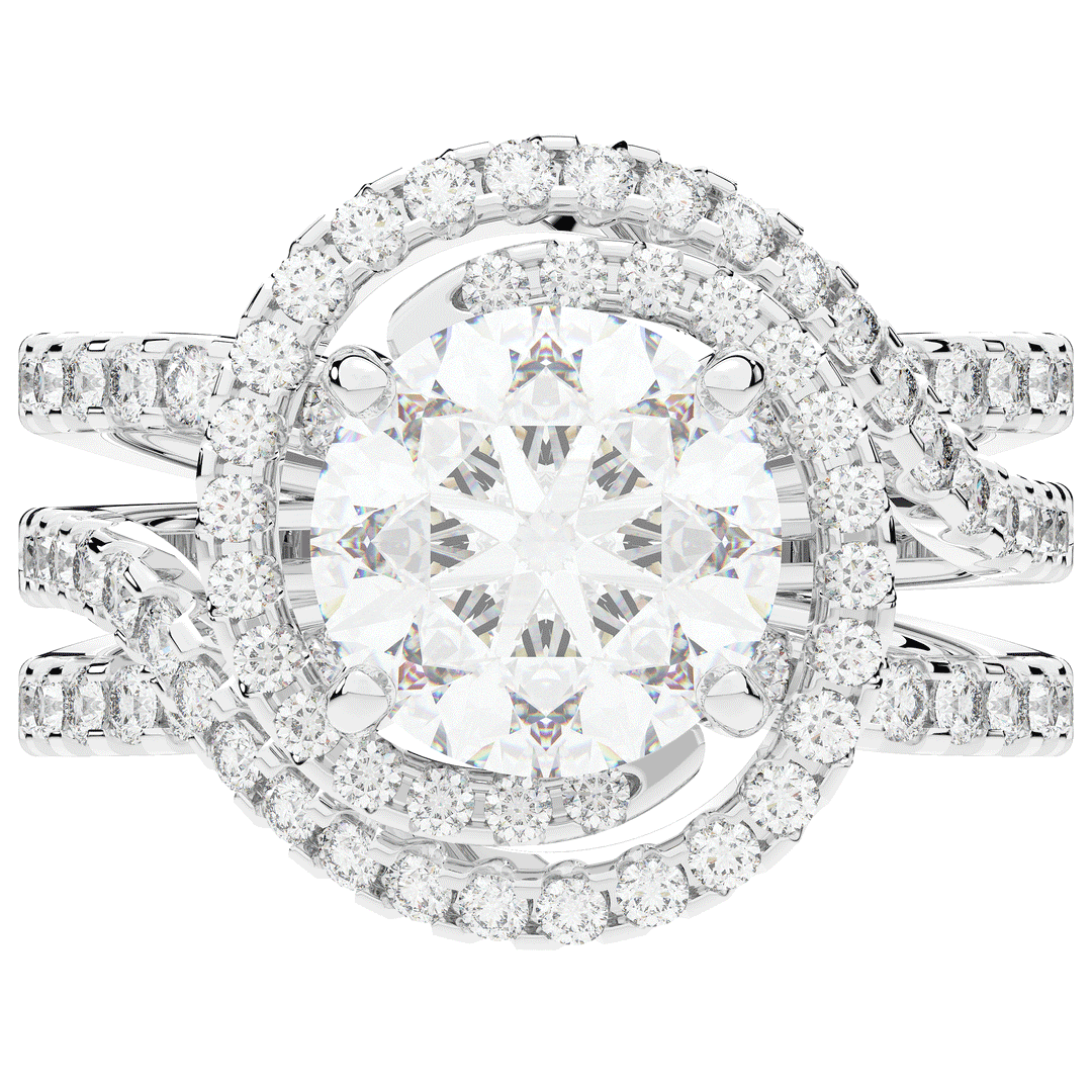 3.90CT.TW ROUND LAB DIAMOND TWIST HALO ENGAGEMENT RING - Nazarelle