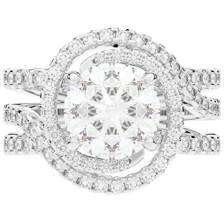 3.90CT.TW ROUND LAB DIAMOND TWIST HALO ENGAGEMENT RING - Nazarelle