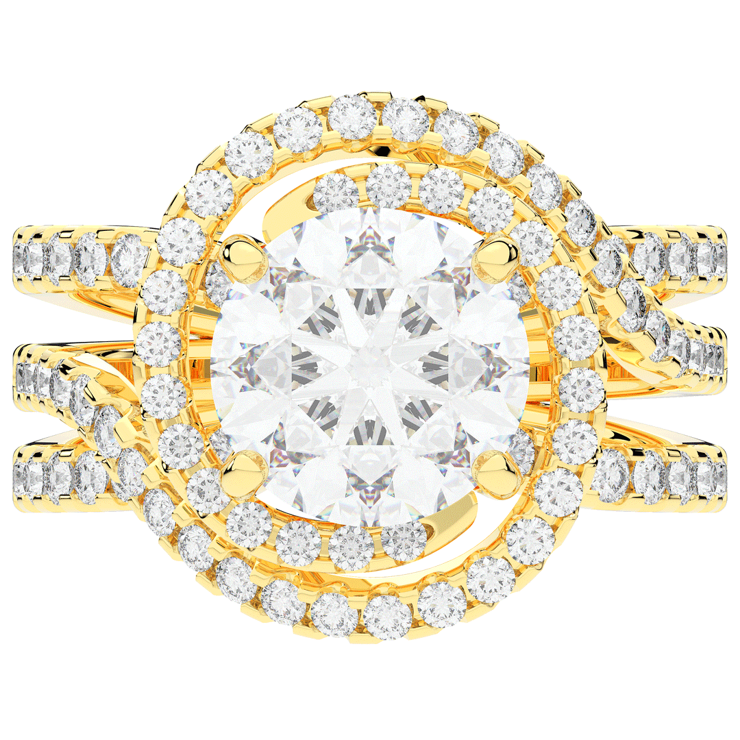 3.90CT.TW ROUND LAB DIAMOND TWIST HALO ENGAGEMENT RING - Nazarelle