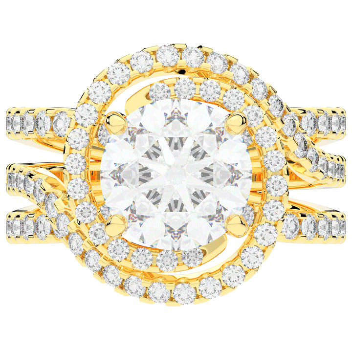 3.90CT.TW ROUND LAB DIAMOND TWIST HALO ENGAGEMENT RING - Nazarelle
