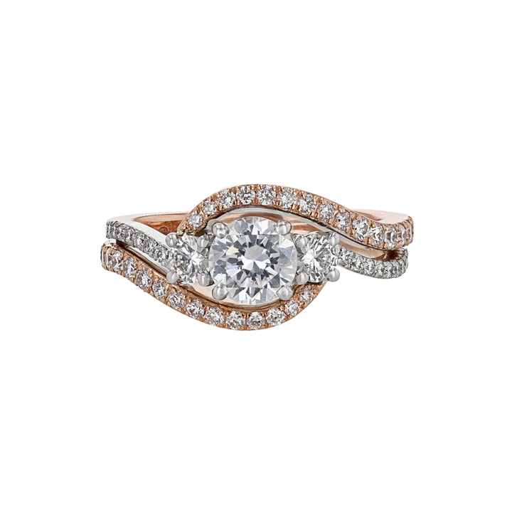 14K Two Tone Gold Double Twist Diamond Ring